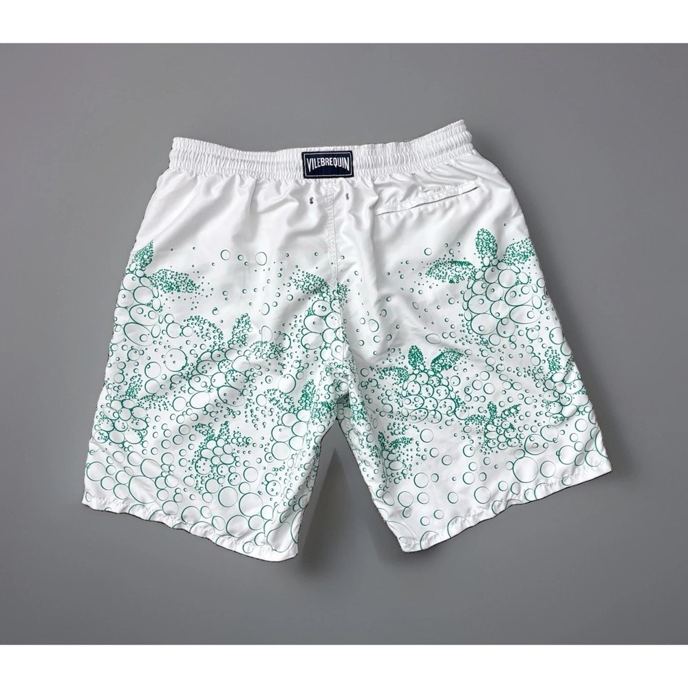 Vilebrequin Men's Swim Trunks 3XL White Green Sea Turtle‎ Luxury Bulgaria 0686